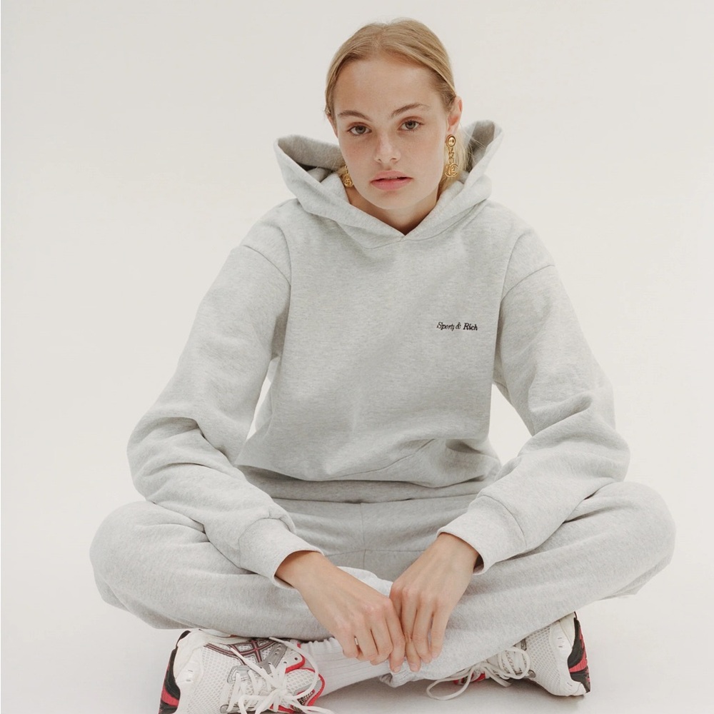 Iconic Sporty & Rich Grey Hoodie Sweatpants Set unisex